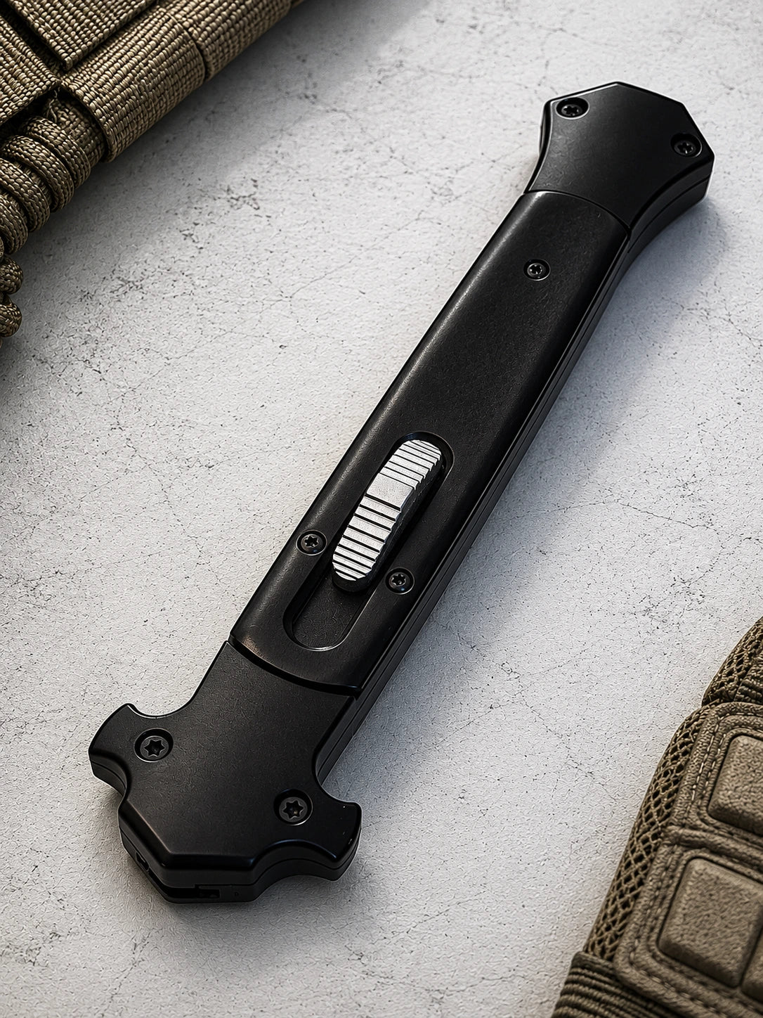 13 Tactical DA Stiletto OTF Knife - Black (Satin Plain Bayonet)