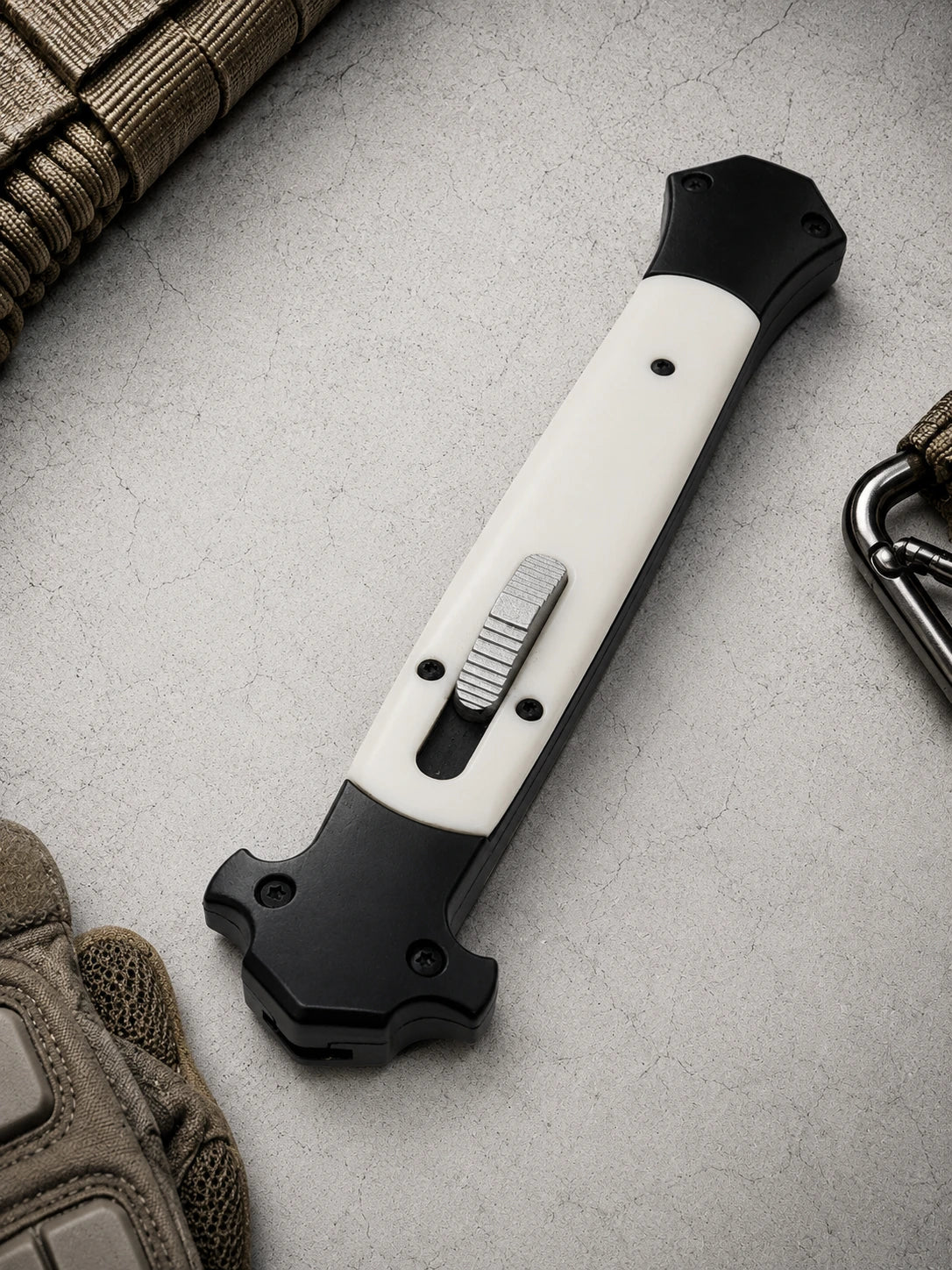 13 Tactical DA Stiletto OTF Knife - White (Satin Plain Bayonet)