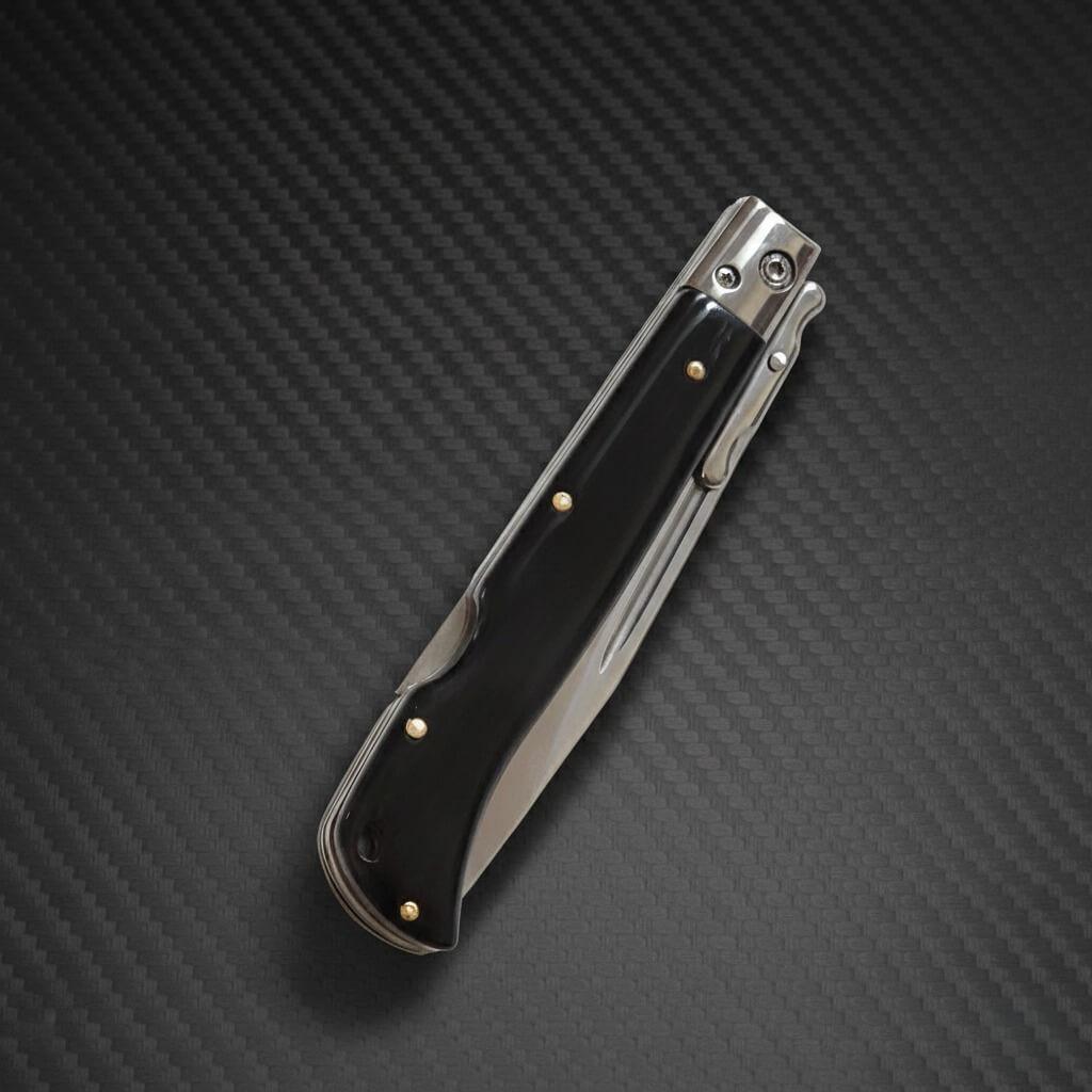 AKC 9" Italian Roma Swinguard Automatic - Black (3.75" Polished)