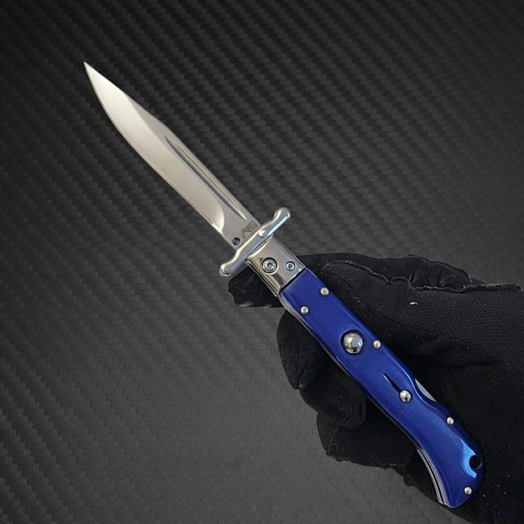 AKC 9" Italian Roma Swinguard Automatic - Blue (3.75" Polished)