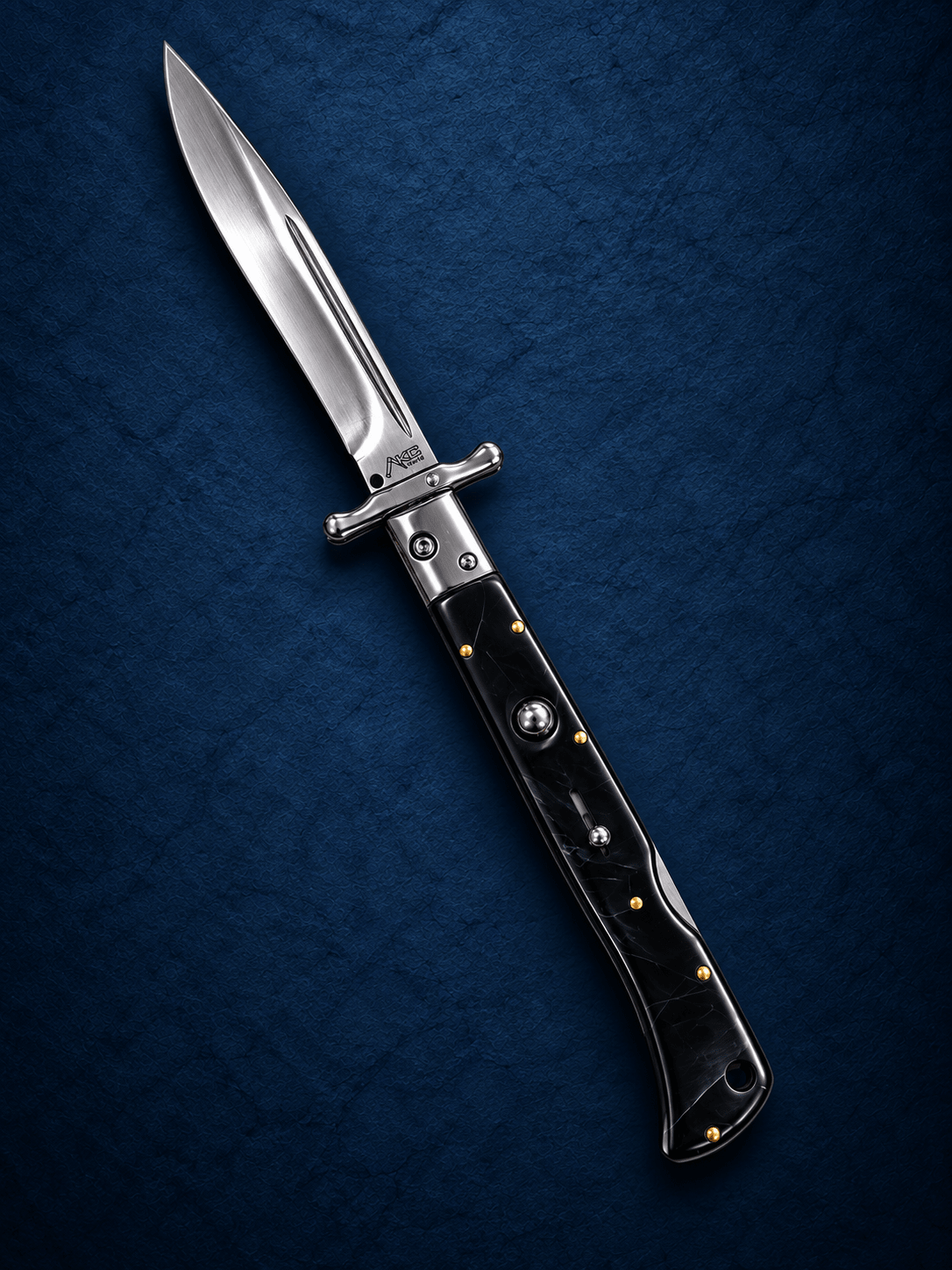 AKC 9 Italian Roma Swinguard Automatic - Fractured Onyx (3.75 Polished)