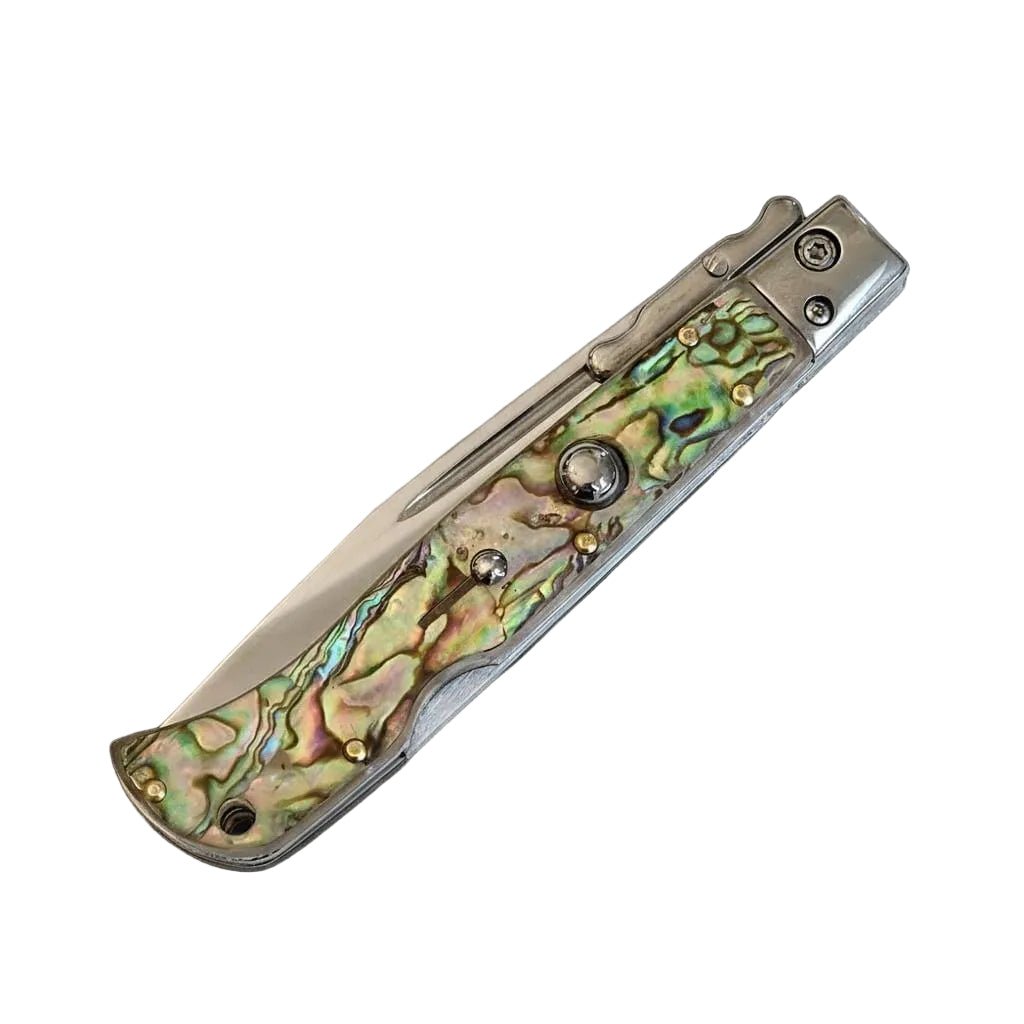 Premium Swinguard AKC Italian Roma 9 Automatic Knife with Abalone in Polished Finish