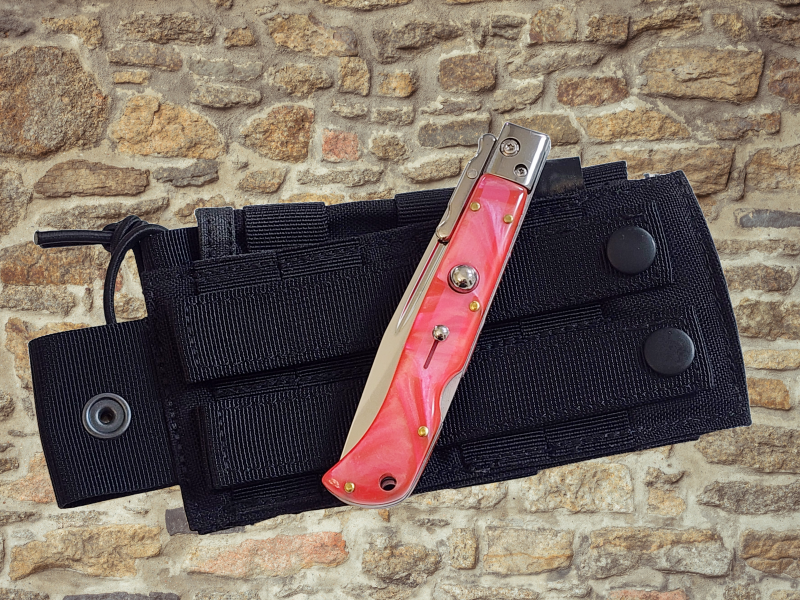 AKC 9" Italian Roma Swinguard Automatic Knife - Orange Pearl (3.75" Polished).