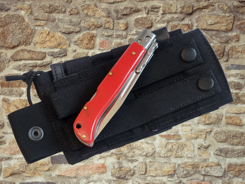 AKC 9" Italian Roma Swinguard Automatic Knife - Red (3.75" Polished).