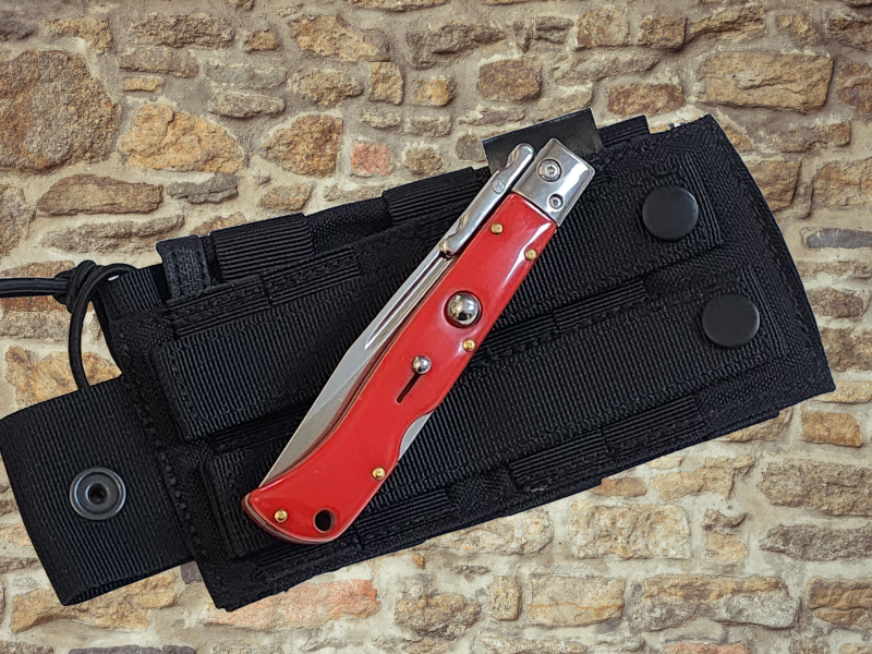 AKC 9" Italian Roma Swinguard Automatic Knife - Red (3.75" Polished).