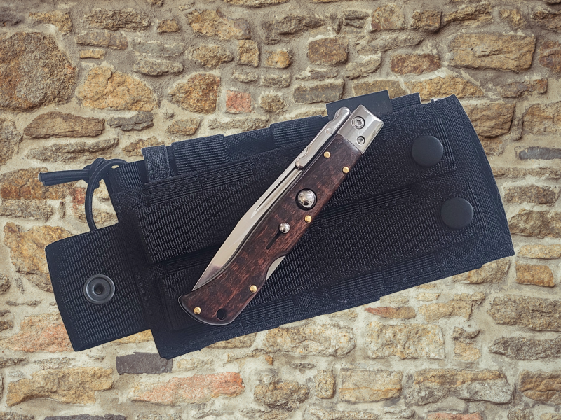 AKC 9" Italian Roma Swinguard Automatic Knife - Snakewood (3.75" Polished).
