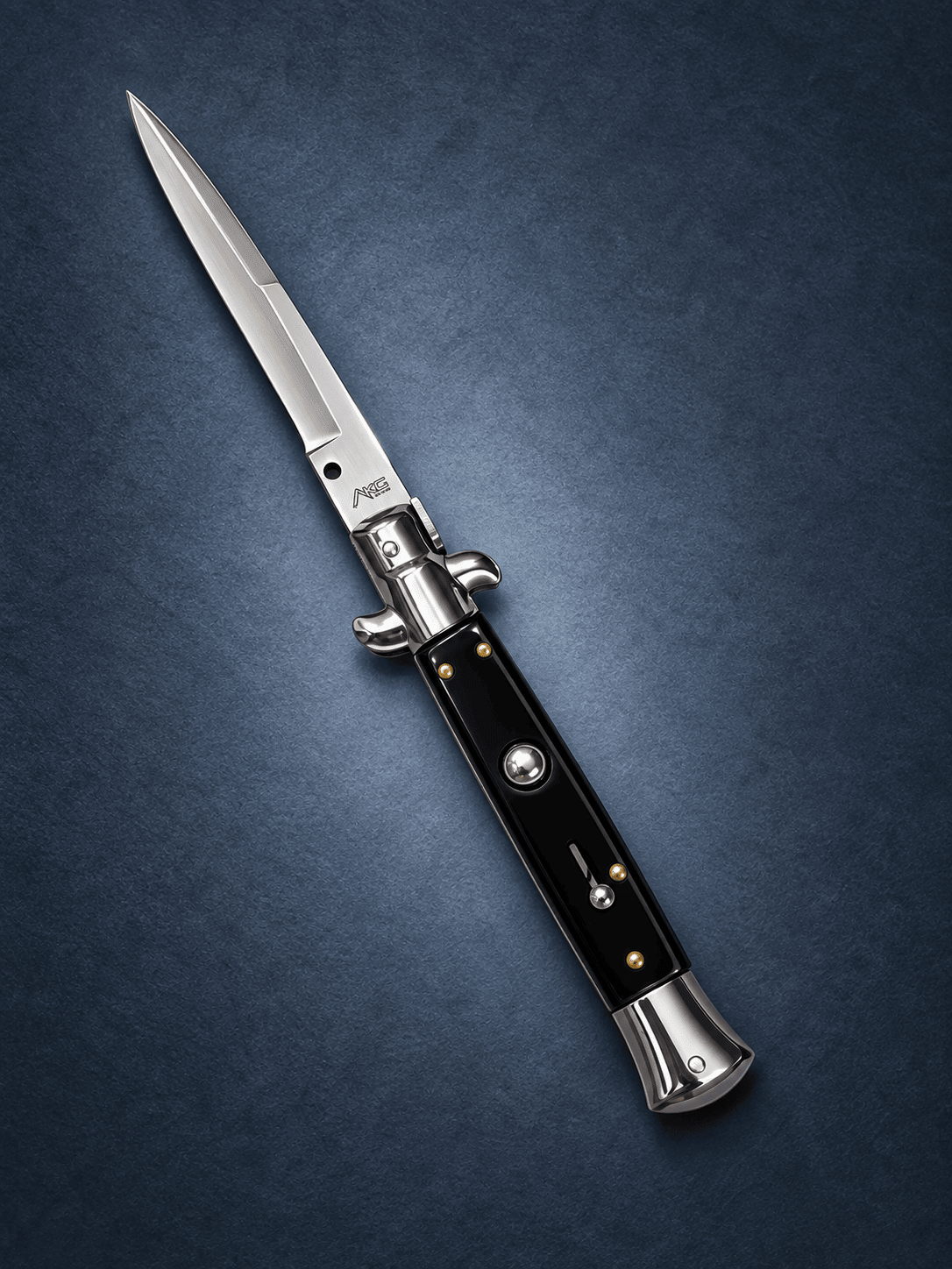 AKC 9 Italian Stiletto Black Automatic Knife - (3.75 Bayonet)