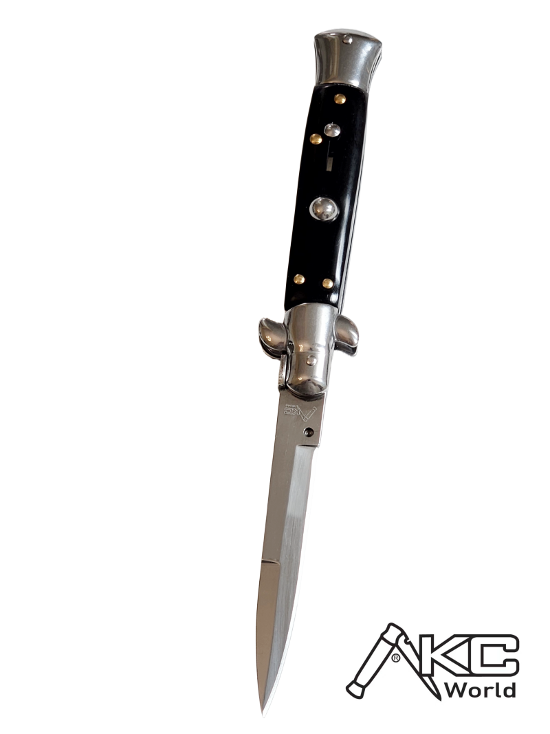 AKC 9" Italian Stiletto Black Automatic Knife - (3.75" Bayonet).
