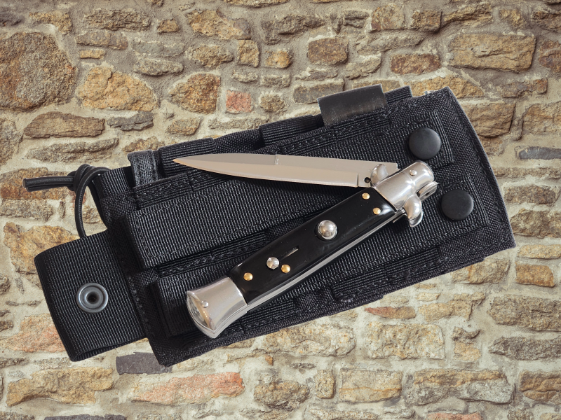 AKC 9" Italian Stiletto Black Automatic Knife - (3.75" Bayonet).