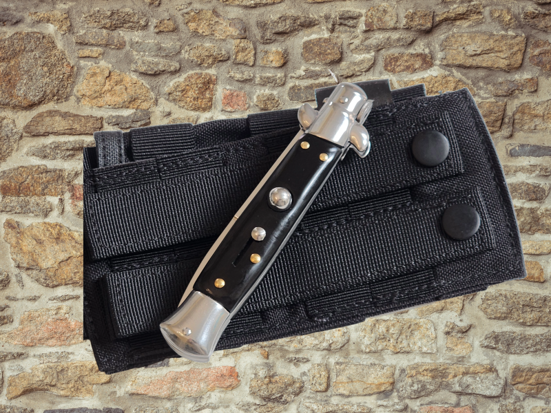 AKC 9" Italian Stiletto Black Automatic Knife - (3.75" Bayonet).