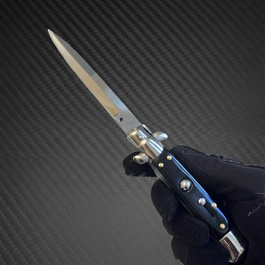 AKC 9" Italian Stiletto Black Automatic Knife - (3.75" Bayonet)