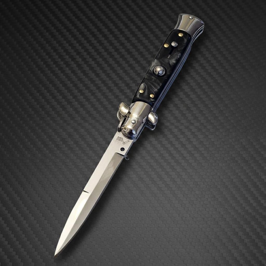 AKC 9" Italian Stiletto Ebony-Swirl Automatic Knife - (3.75" Bayonet)