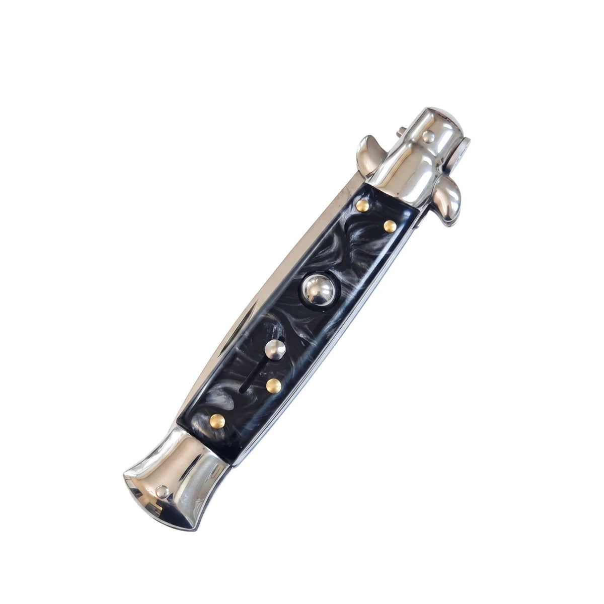 AKC 9 Italian Stiletto Ebony-Swirl Automatic Knife - (3.75 Bayonet)