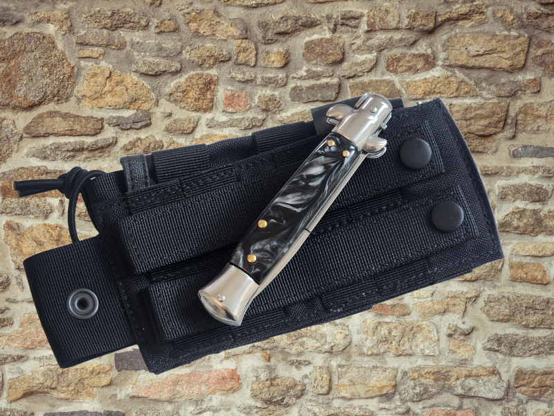 AKC 9" Italian Stiletto Ebony-Swirl Automatic Knife - (3.75" Bayonet).