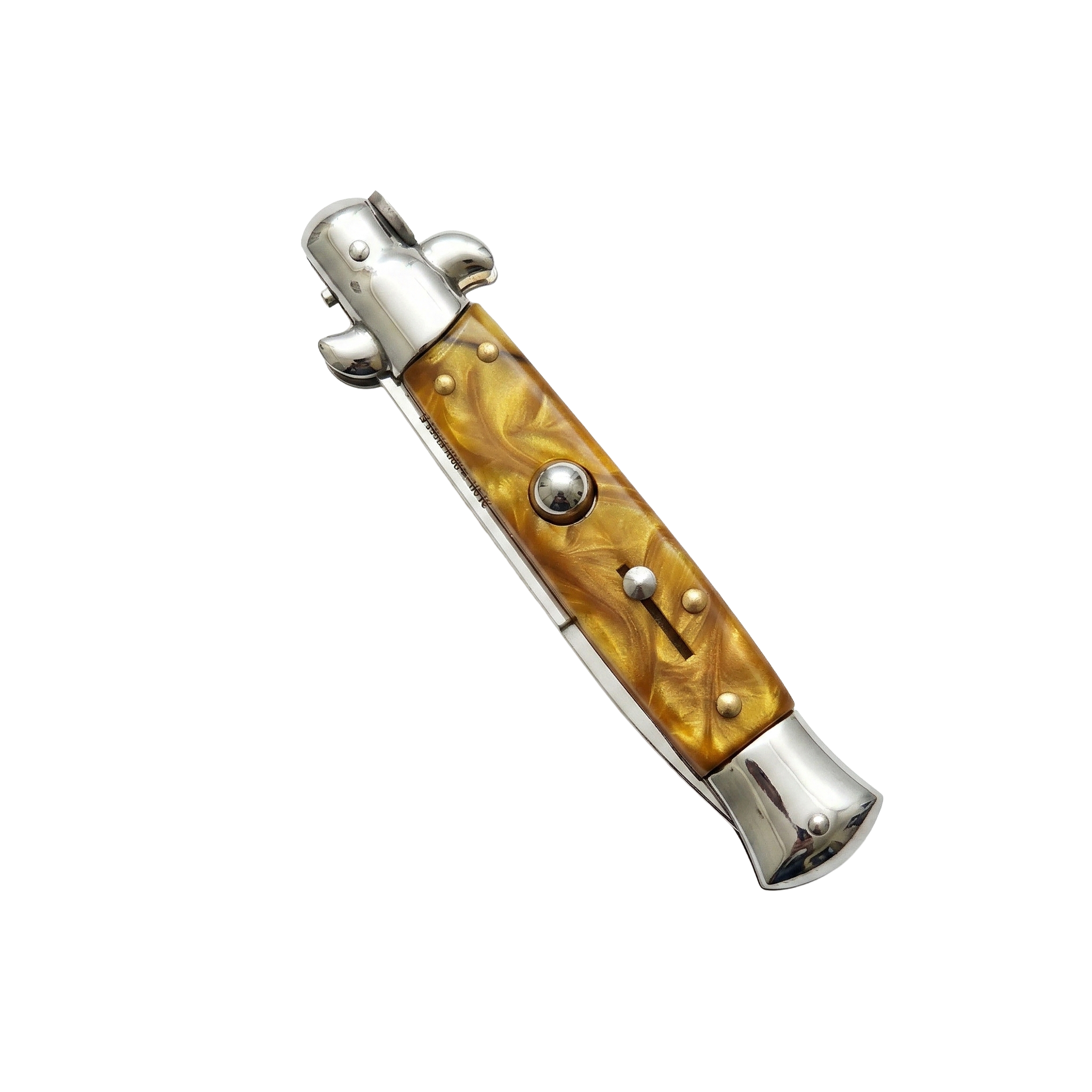 AKC 9" Italian Stiletto Gold Pearl Automatic Knife - (3.75" Bayonet)