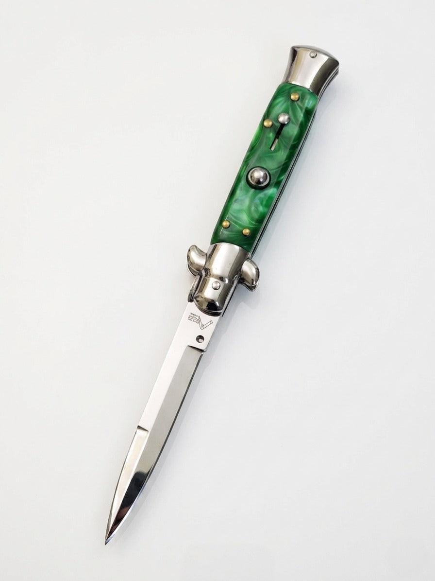 AKC 9" Italian Stiletto Green Pearl Automatic Knife - (3.75" Bayonet)