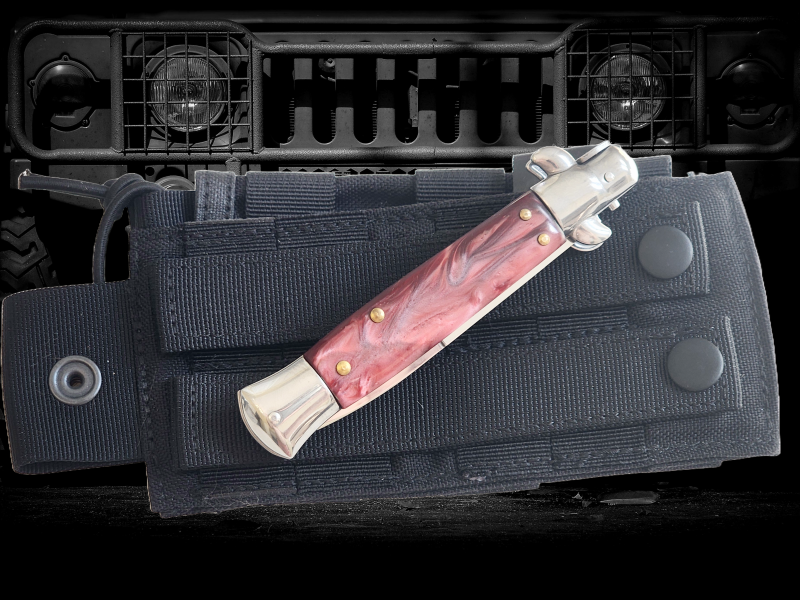 AKC 9" Italian Stiletto Maroon Pearl Automatic Knife - (3.75" Bayonet).