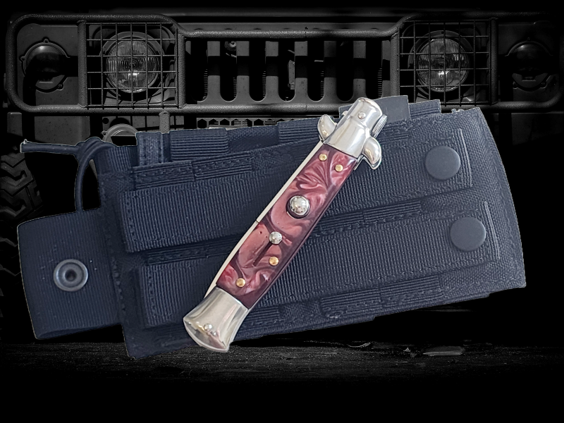 AKC 9" Italian Stiletto Maroon Pearl Automatic Knife - (3.75" Bayonet).