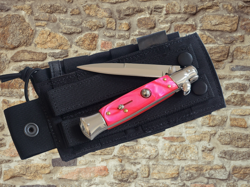 AKC 9" Italian Stiletto Orange Pearl Automatic Knife - (3.75" Bayonet).