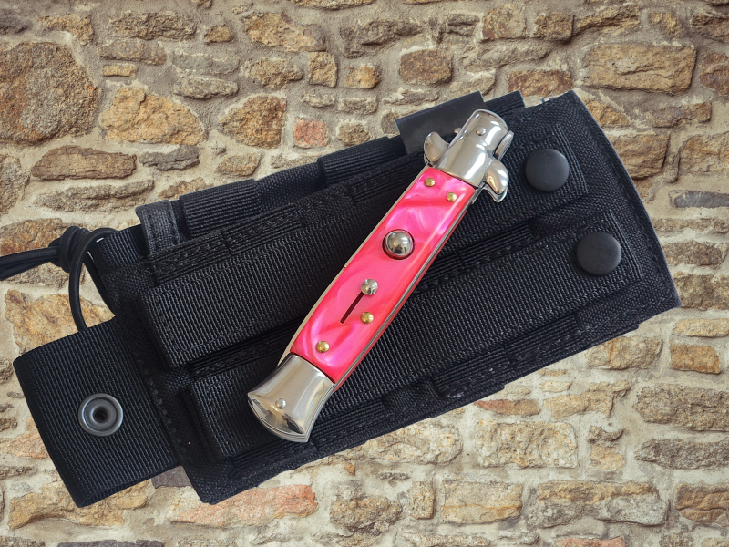 AKC 9" Italian Stiletto Orange Pearl Automatic Knife - (3.75" Bayonet).