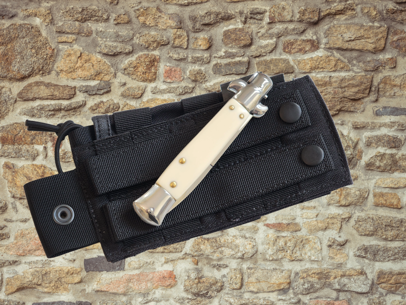 AKC 9" Italian Stiletto White Ivory Automatic Knife - (3.75" Bayonet).