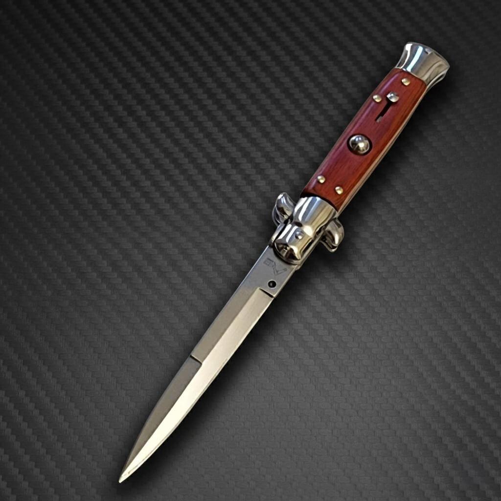 AKC 9" Italian Stiletto Wood Automatic Knife - (3.75" Bayonet)