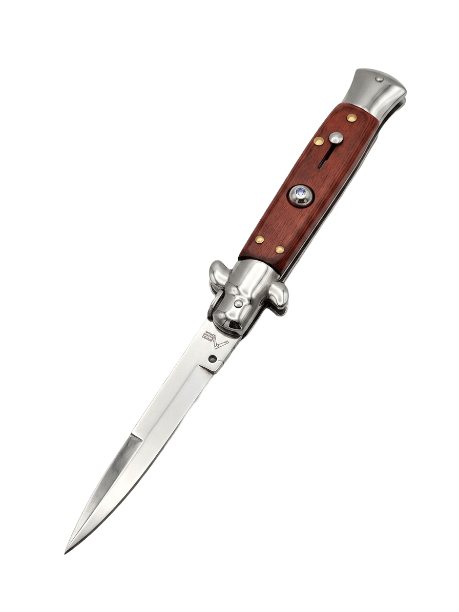 AKC 9" Italian Stiletto Wood Automatic Knife - (3.75" Bayonet) - Southern Sporting Goods LLC