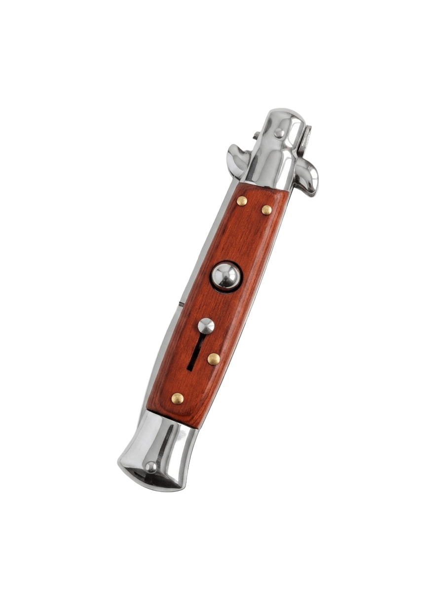 AKC 9" Italian Stiletto Wood Automatic Knife - (3.75" Bayonet) - Southern Sporting Goods LLC