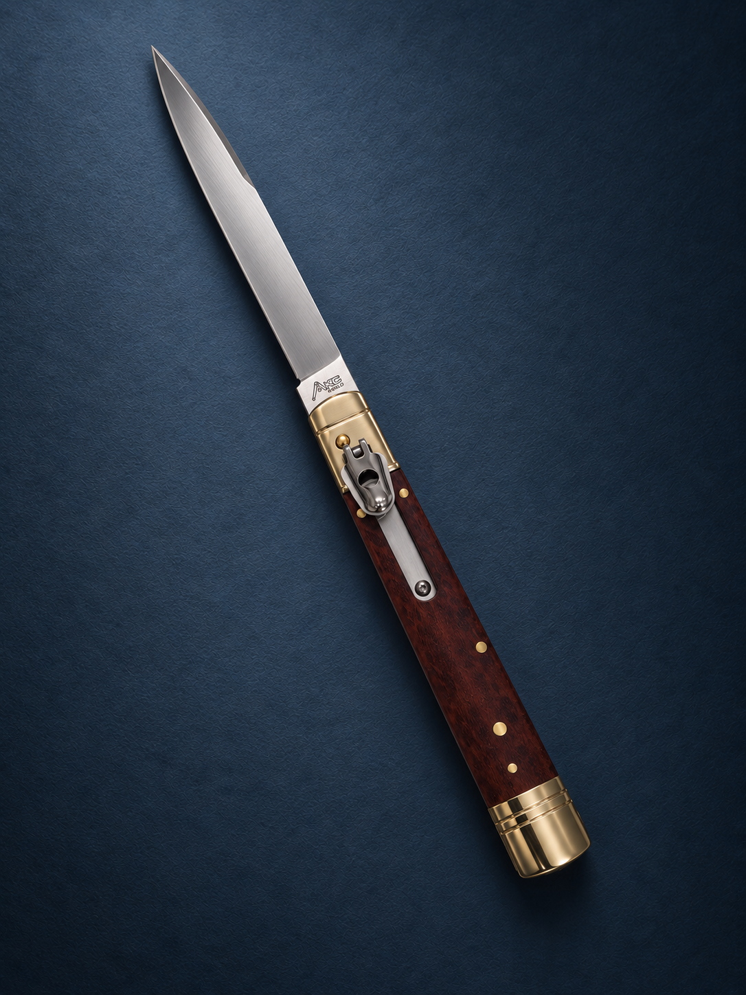 AKC 9 Leverlock Automatic Knife – Snakewood, 4 Satin Drop Point
