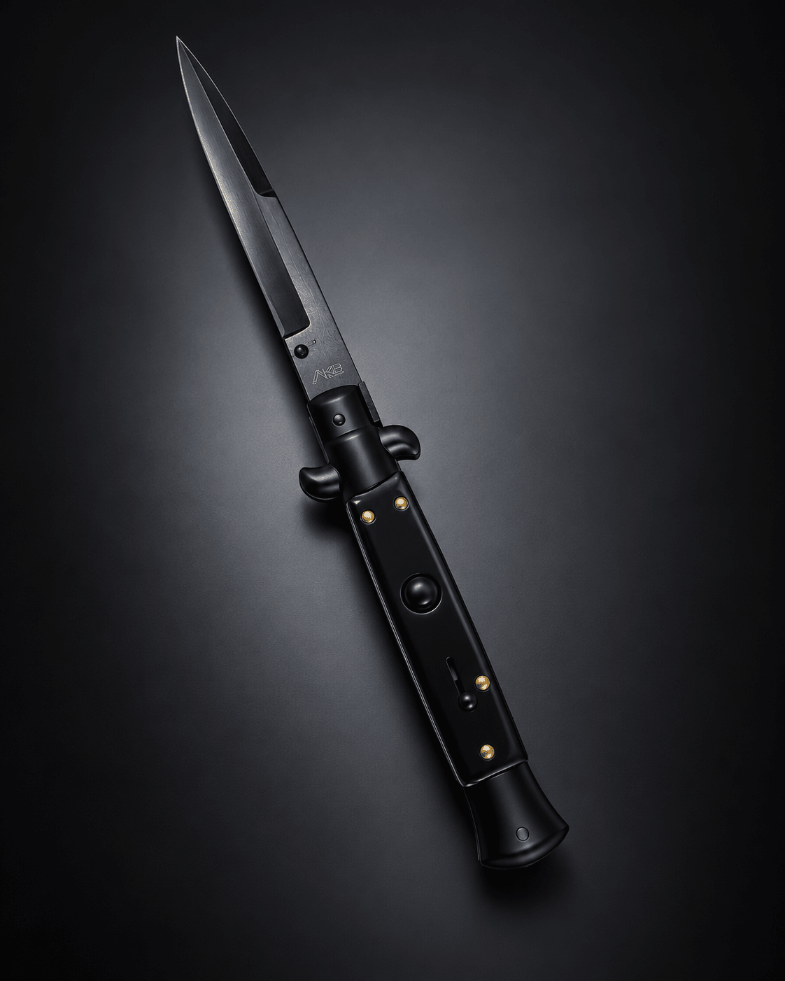 AKC 9" Tactical Edition Auto Stiletto Black Knife - (3.75" Black Bayonet)