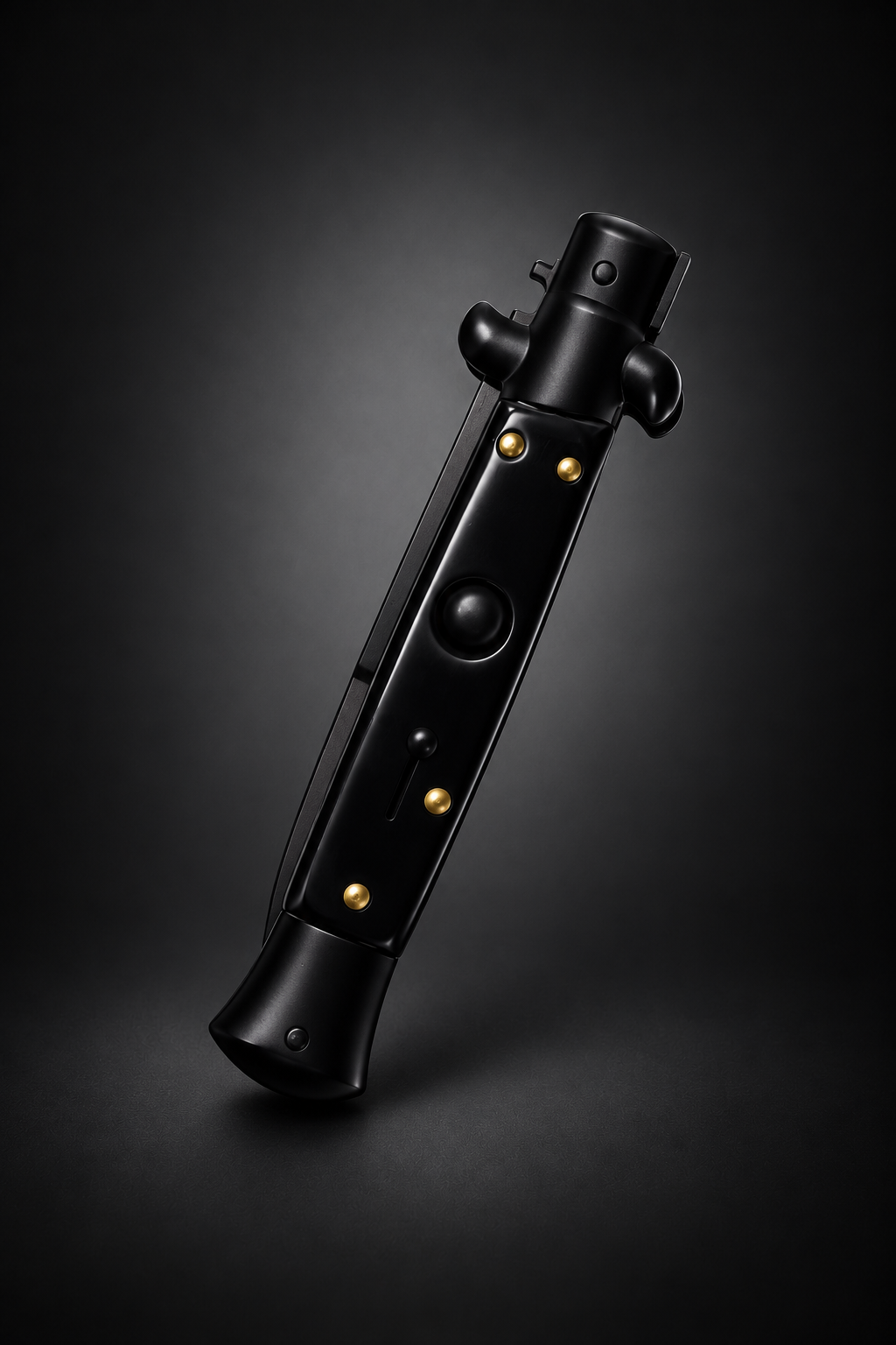 AKC 9" Tactical Edition Auto Stiletto Black Knife - (3.75" Black Bayonet)