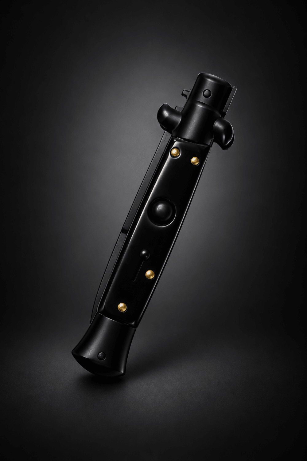 AKC 9" Tactical Edition Auto Stiletto Black Knife - (3.75" Black Bayonet)