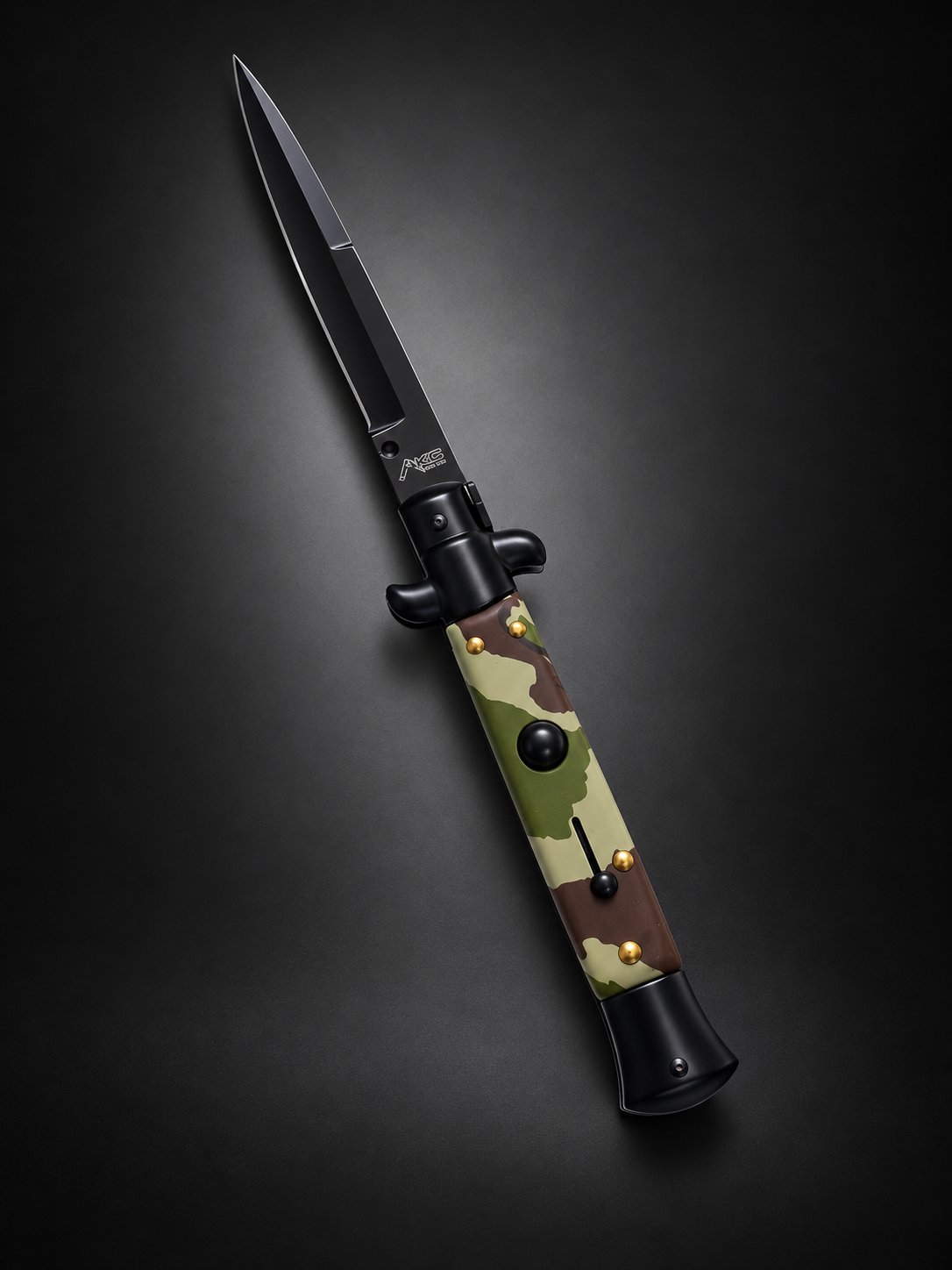 AKC 9 Tactical Edition Stiletto Camouflage Handle Knife – 3.75 Black Bayonet
