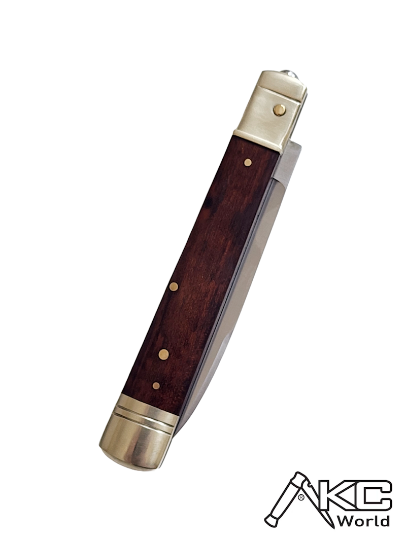 AKC World 9 Leverlock Automatic Knife featuring Premium Snakewood Handle with Satin Plain Finish