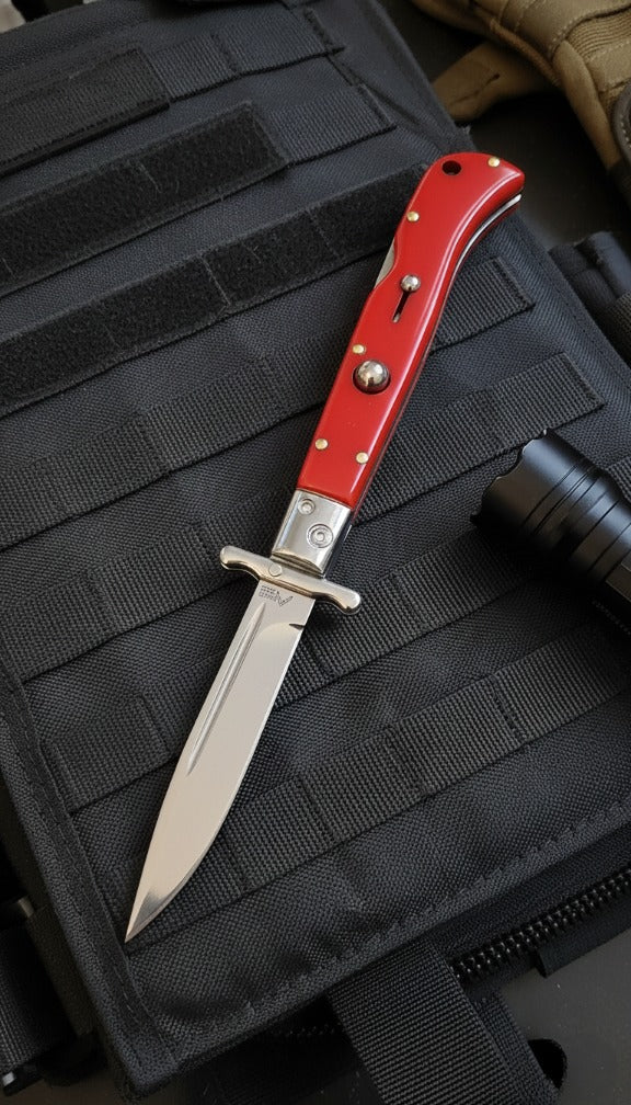 AKC 9" Italian Roma Swinguard Knife - Red (3.75" Polished)