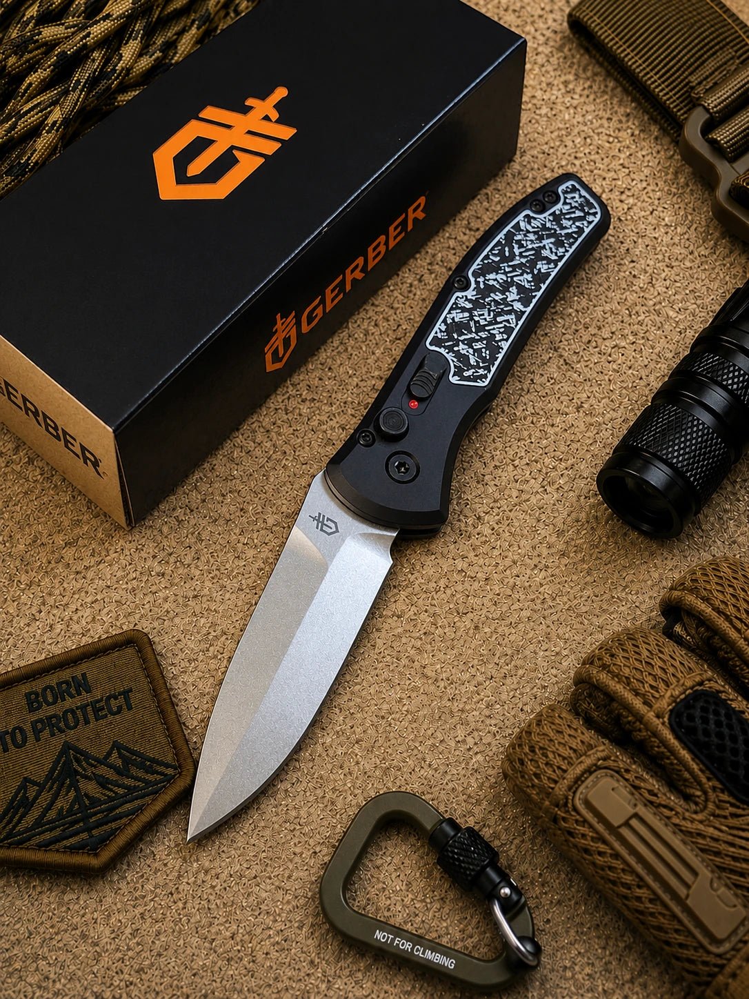Gerber Empower Automatic Knife Black/White Armor Grip (3.25" SW)