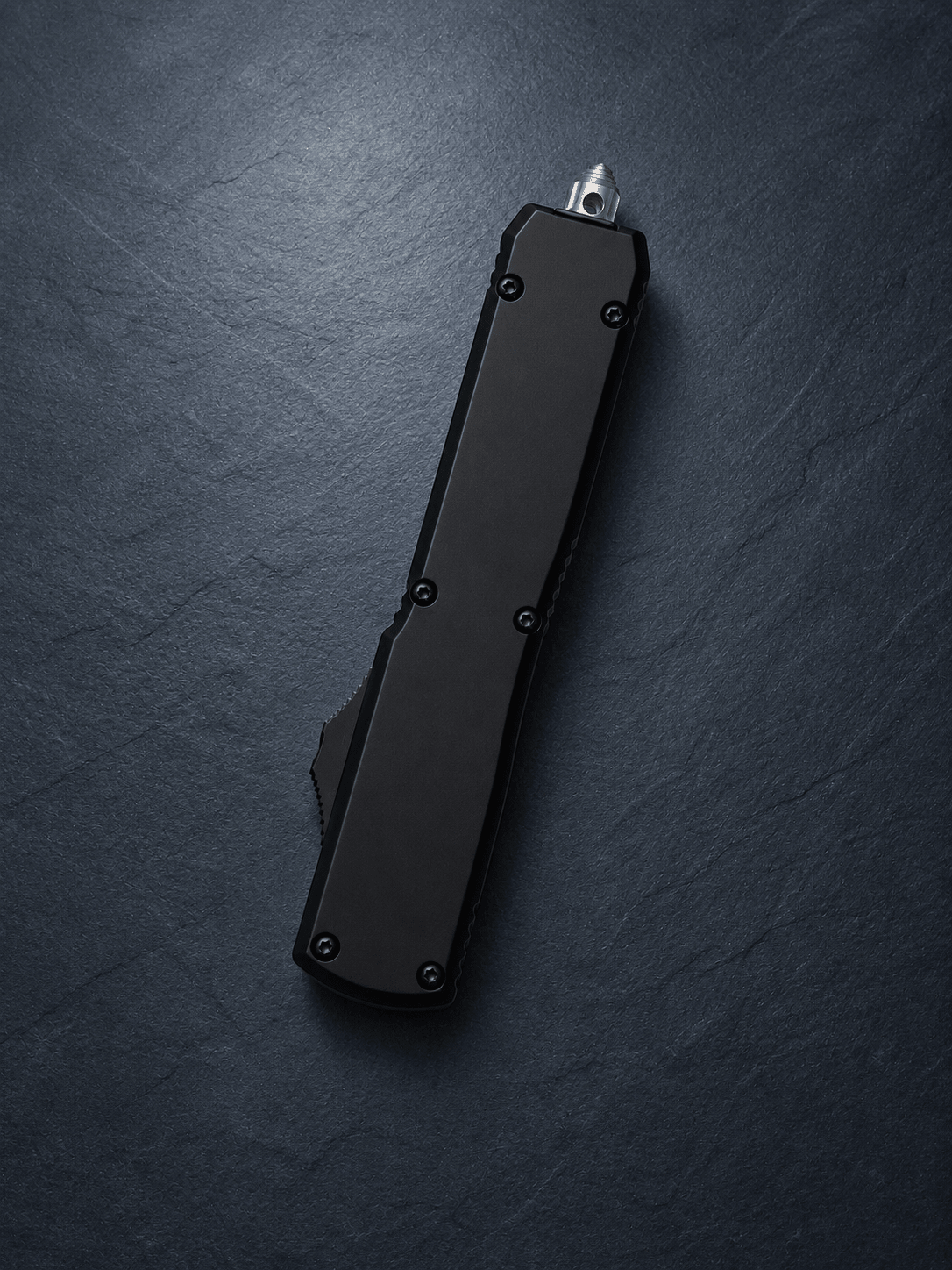 F8 Shadow Fire OTF – Black Handle, Stonewashed Double-Edge Blade 3.35"