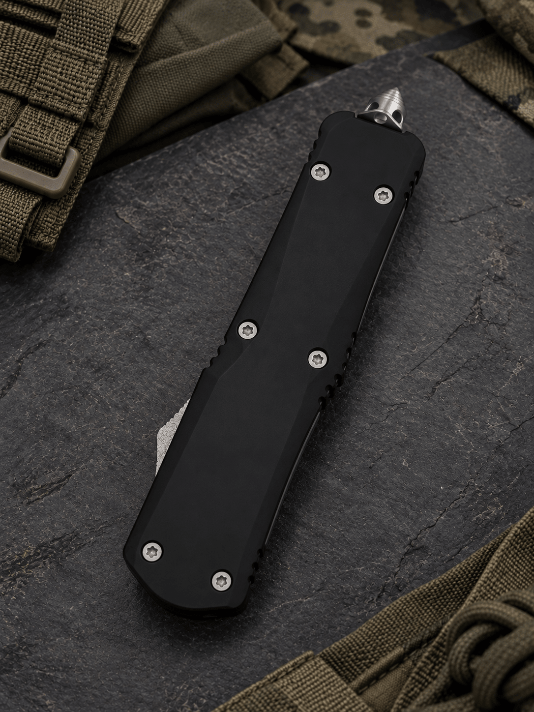 Delta S1 Tactical OTF Automatic Knife – 3.32" Satin Double Edge Blade