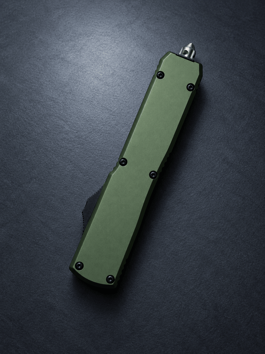 F8 Shadow Fire OTF – OD Green Handle, Stonewashed Double-Edge Blade 3.35
