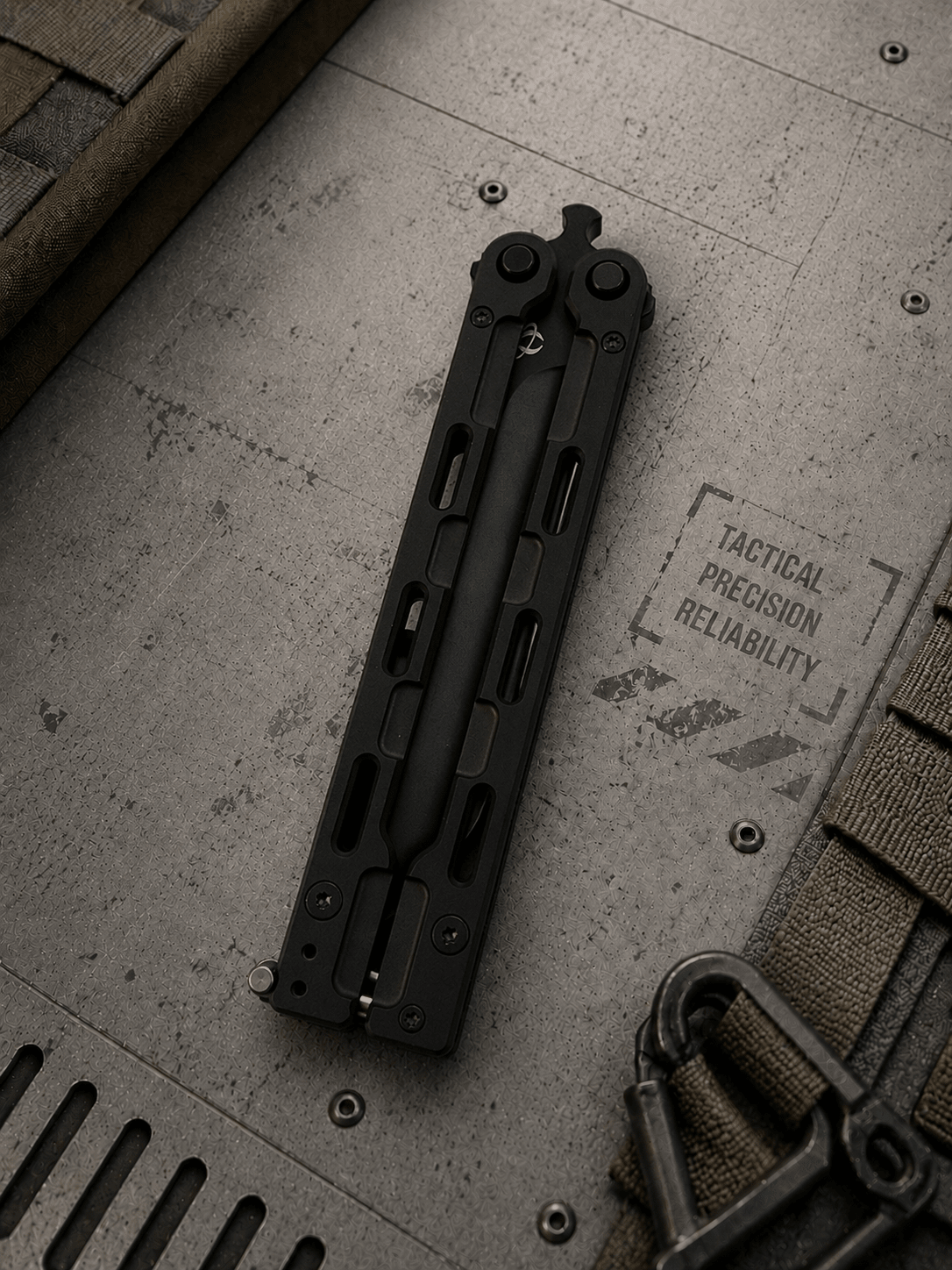 Mantis Balisong Flyswitch - Black Titanium (3.88" 154 CM)