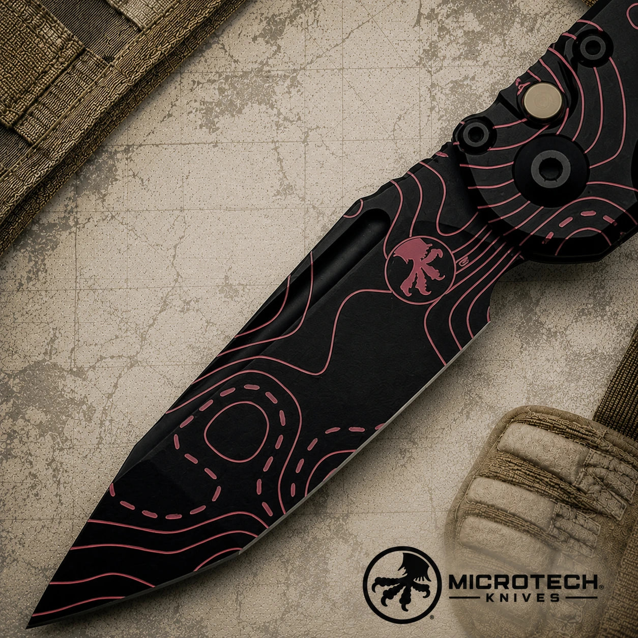 Microtech LUDT Gen III SE Automatic Knife Topographic BlackOrange Camo (3.5)