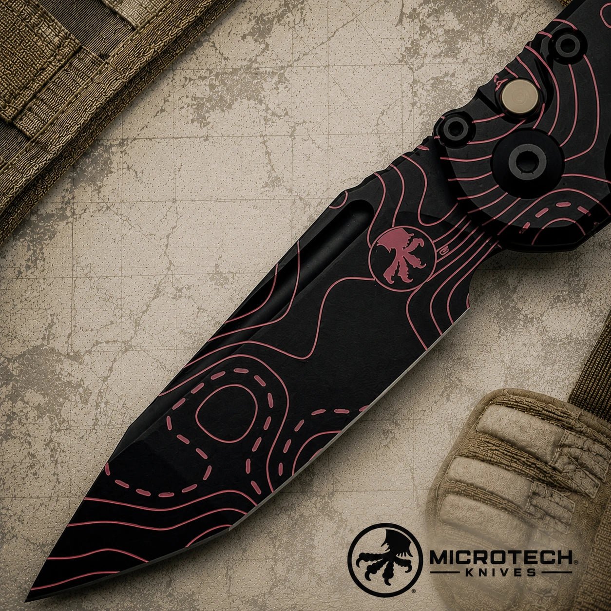 Microtech LUDT Gen III SE Automatic Knife Topographic BlackOrange Camo (3.5)