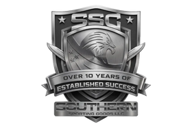 Logo of Southern Sporting Goods LLC with a silver shield design, eagle emblem, and text 'Over 10 Years of Established Success'.