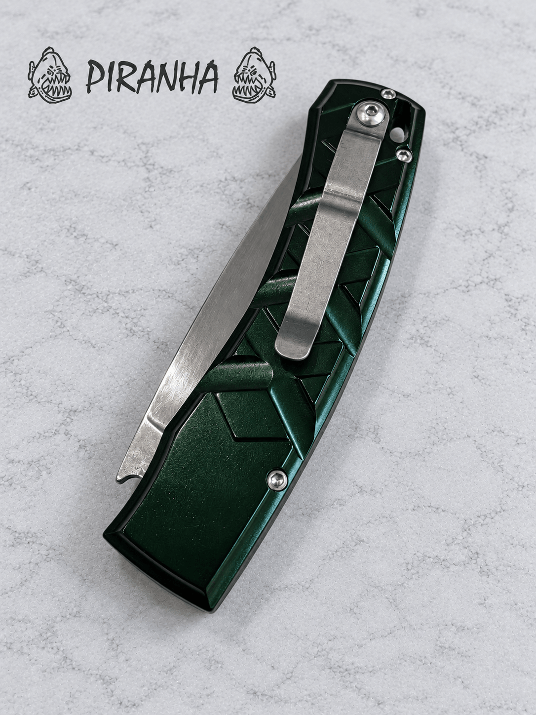 Piranha X Automatic Knife – Black Aluminum 3.30 Mirror-Polished Drop Point 154CM USA Made
