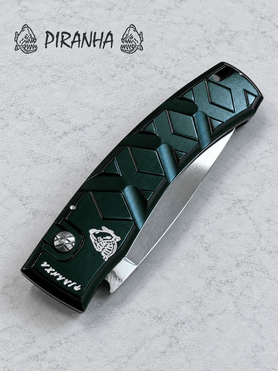 Piranha X Automatic Knife – Black Aluminum 3.30 Mirror-Polished Drop Point 154CM USA Made