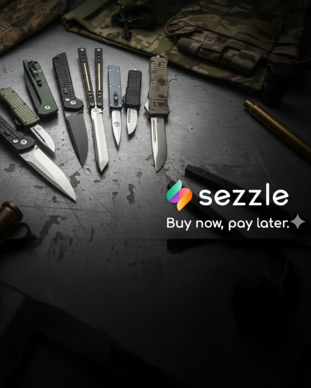 OTF, switchblade and automatic knives for sale with Sezzle buy now paylater plan