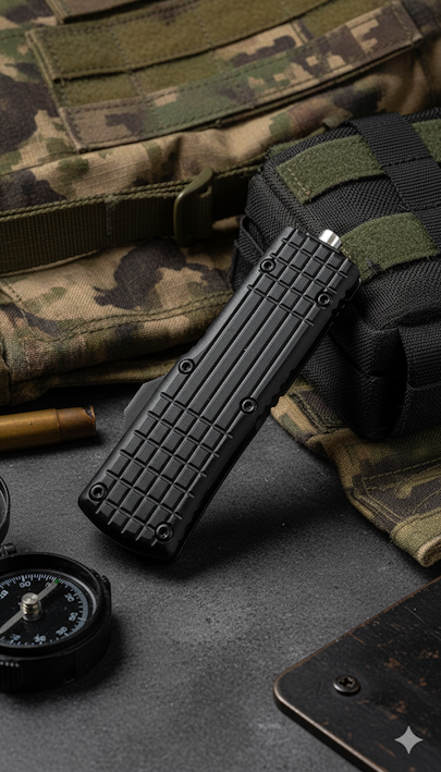 V20 Mini OTF Knife with Satin Double Edge 2.0 blade, compact and durable tactical folding knife for everyday use