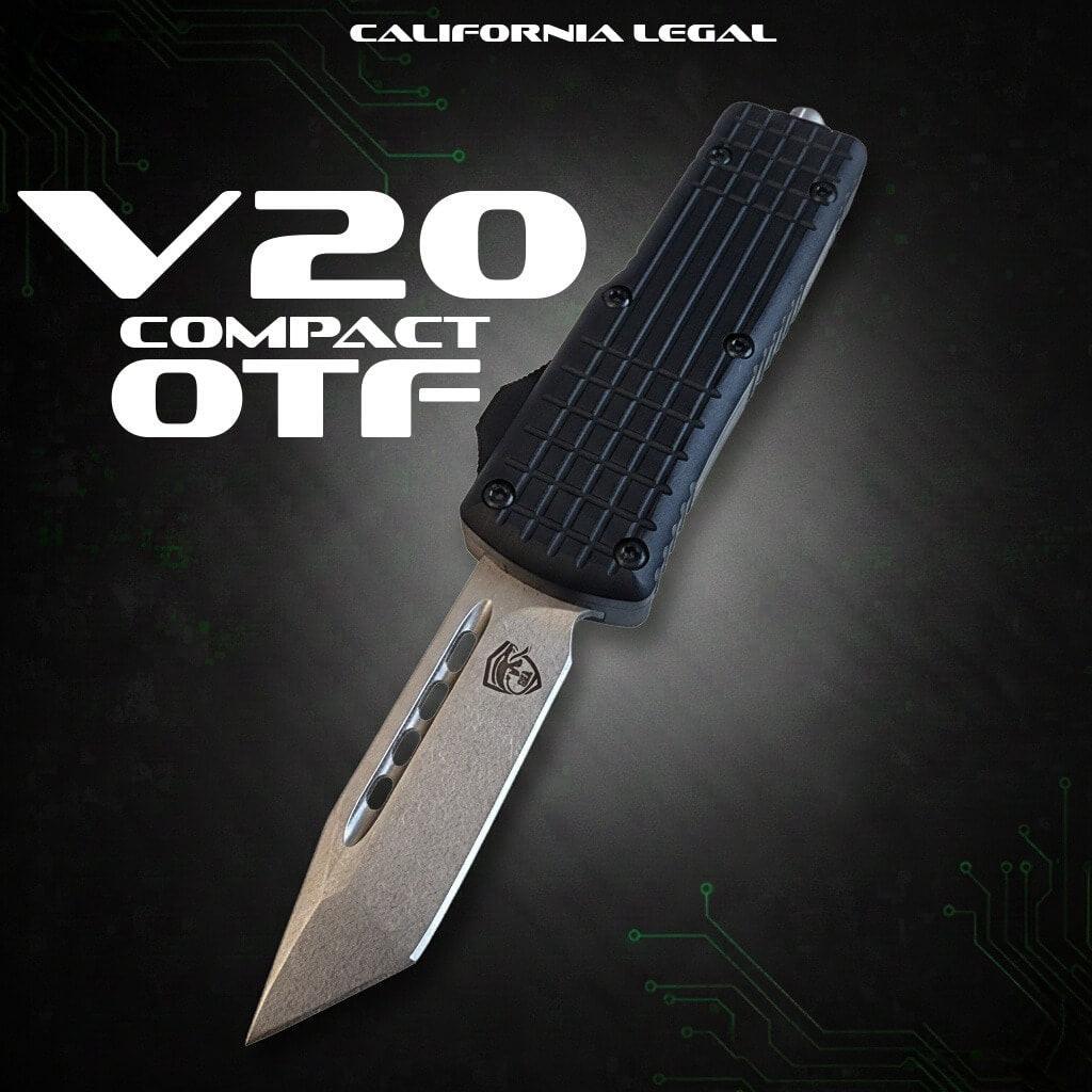 OTF Knife V20 Mini Black Satin Tanto 2.0 - Compact and durable automatic knife