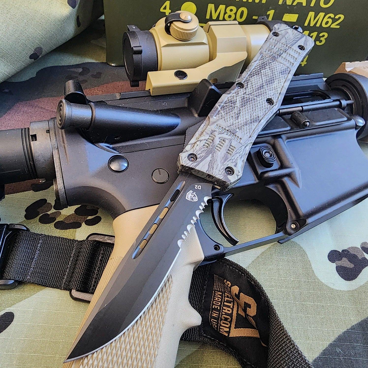 Venom 4-TR Gen 5 OTF Knife - Woodland (Black DP Par Ser 3.4")