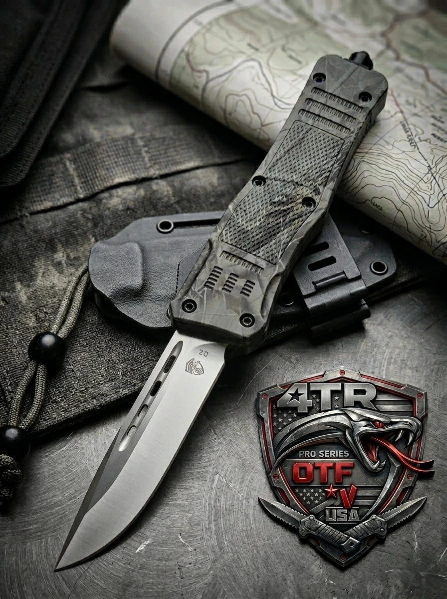 Venom 4-TR⚡Pro Series⚡Tactical Auto OTF Knife - Woodland (Satin DP 3.4")